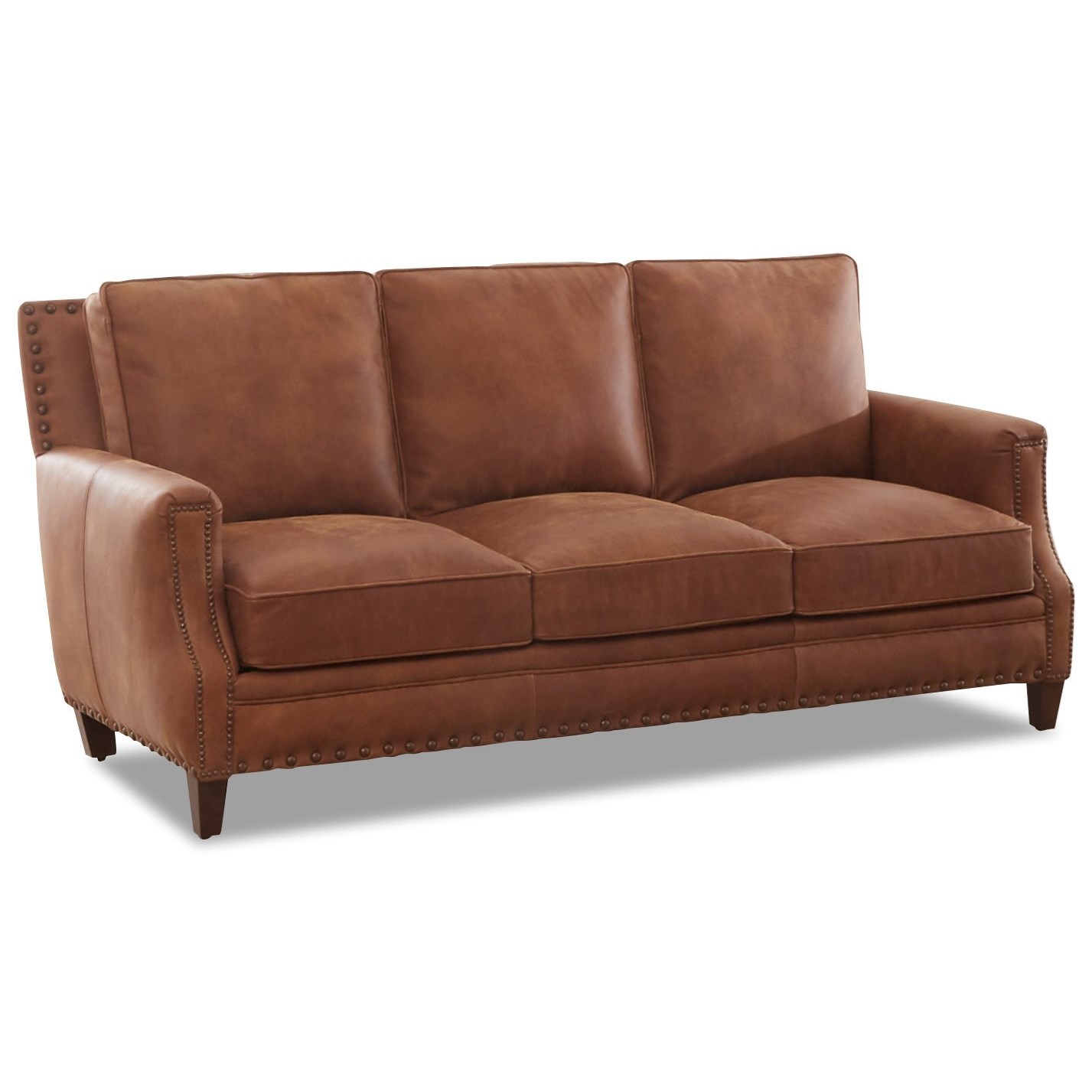 Klaussner Arbor Transitional Leather Sofa with Nail Head Trim Find